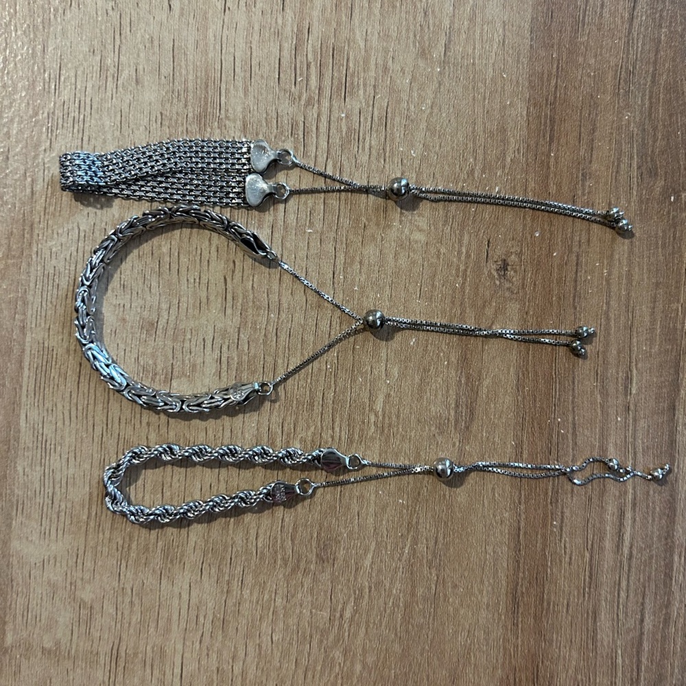 Sterling Silver Adjustable Bracelets Set